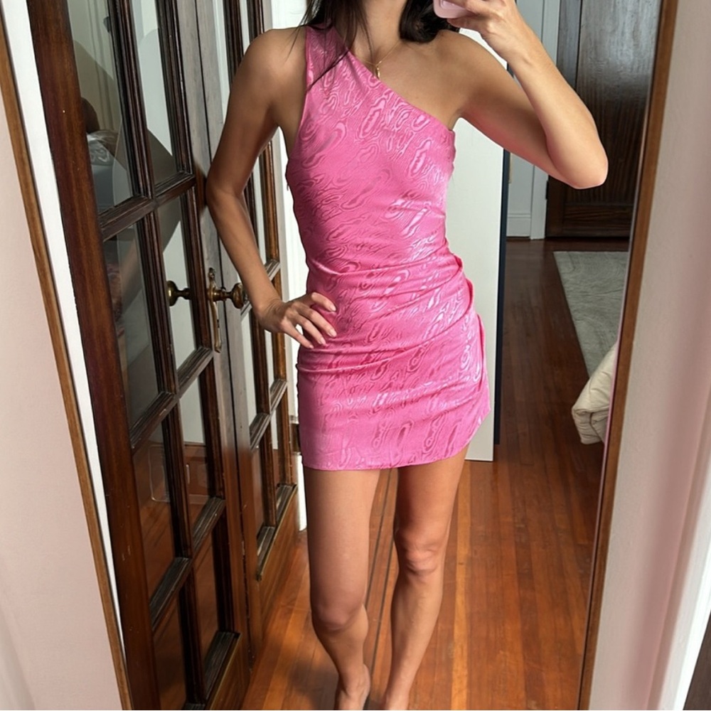 Ronny Kobo Collection Pink Asymmetrical Bodycon Dress